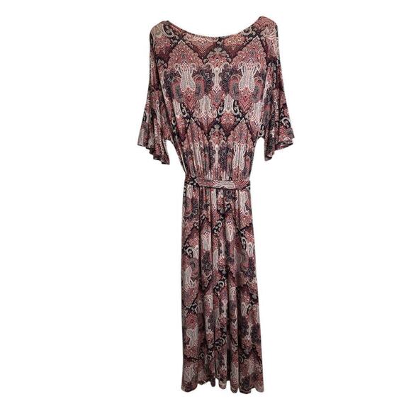 Renee C. Women's V-Neck Paisley Print Lined Tie Waist Maxi Dress Size XL Multi - Picture 6 of 8